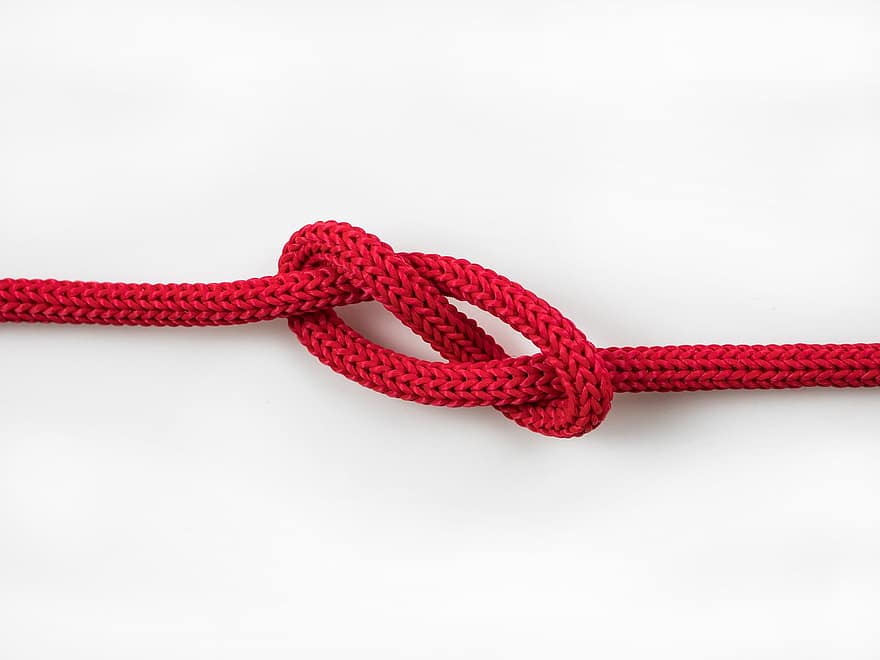 lina, związany, węzeł, przeplatają się, sznur, Czerwona lina