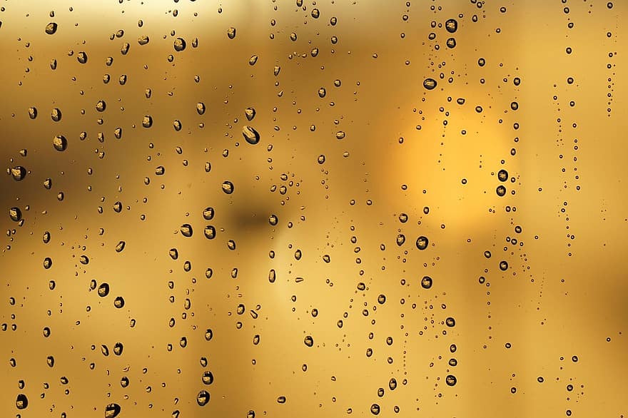 hujan, jendela kaca, matahari terbenam, jendela, latar belakang, abstrak, penurunan, pola, berkilau, cair, kuning