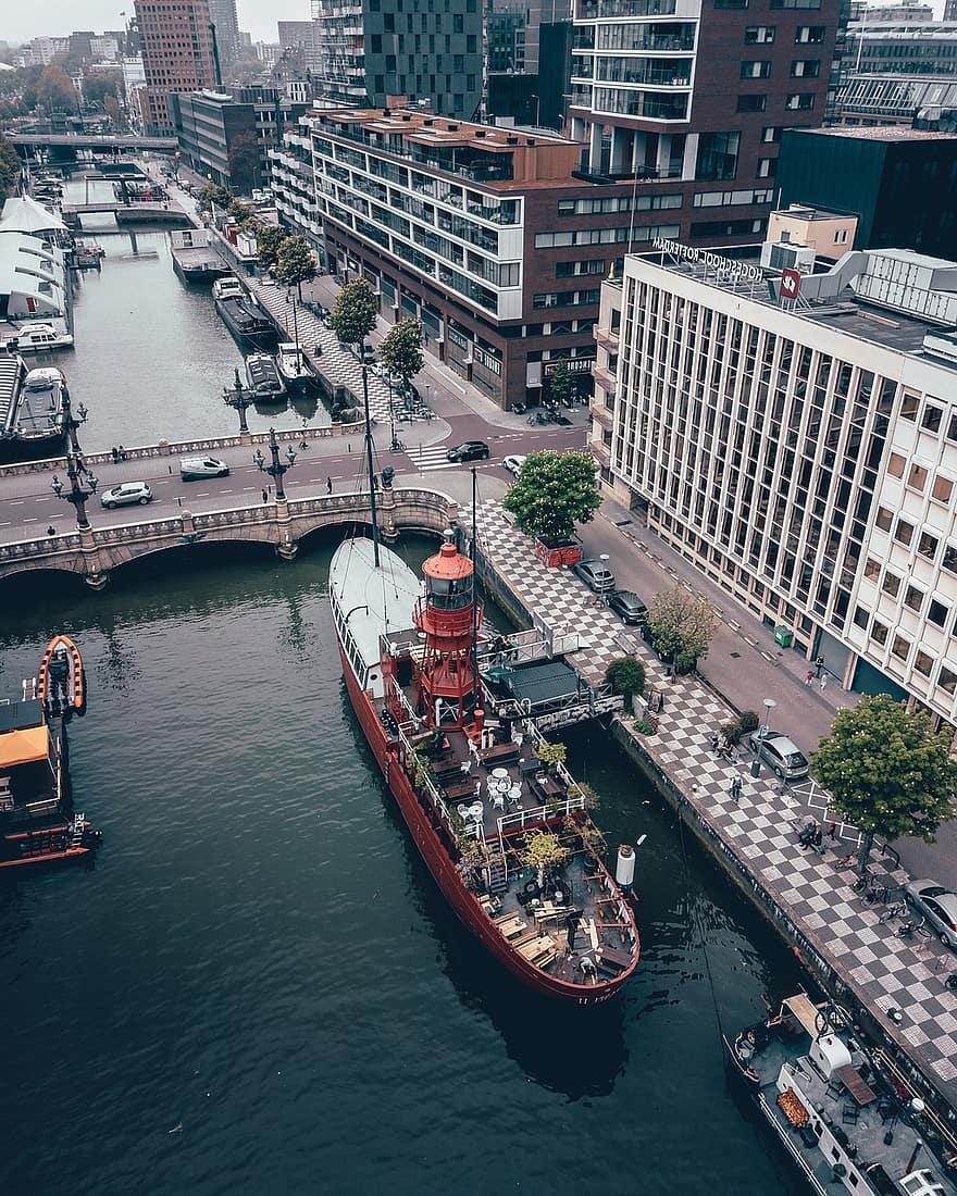маяк, городской, город, роттердам, Нидерланды, транспорт, морское судно, Перевозка, вид транспорта, промышленный корабль, воды