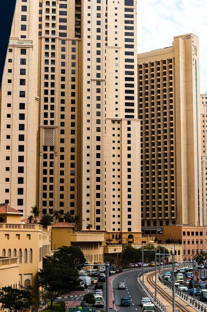 Dubai, skyskraber, arkitektur, by-, bygninger, kontor, tårn, forretning, bybilledet, bygning udvendig, bygget struktur