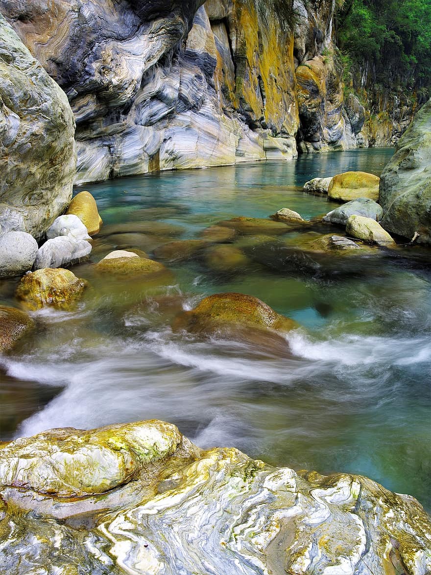 riu, roques, naturalesa, aigua, flux, corrent, rierol