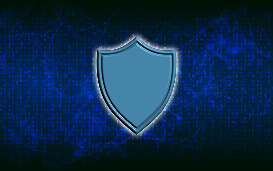 Sicherheit, Cyber, Drohung, Hacker, Internet, Schutz, sichern, Information, Geschäft, blaue Sicherheit, Blaue Informationen