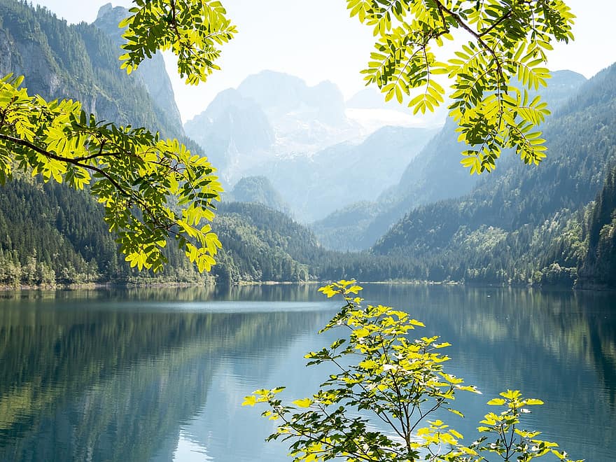 lac, natură, în aer liber, călătorie, explorare, Gosausee, munţi, Alpi, Munte, pădure, peisaj