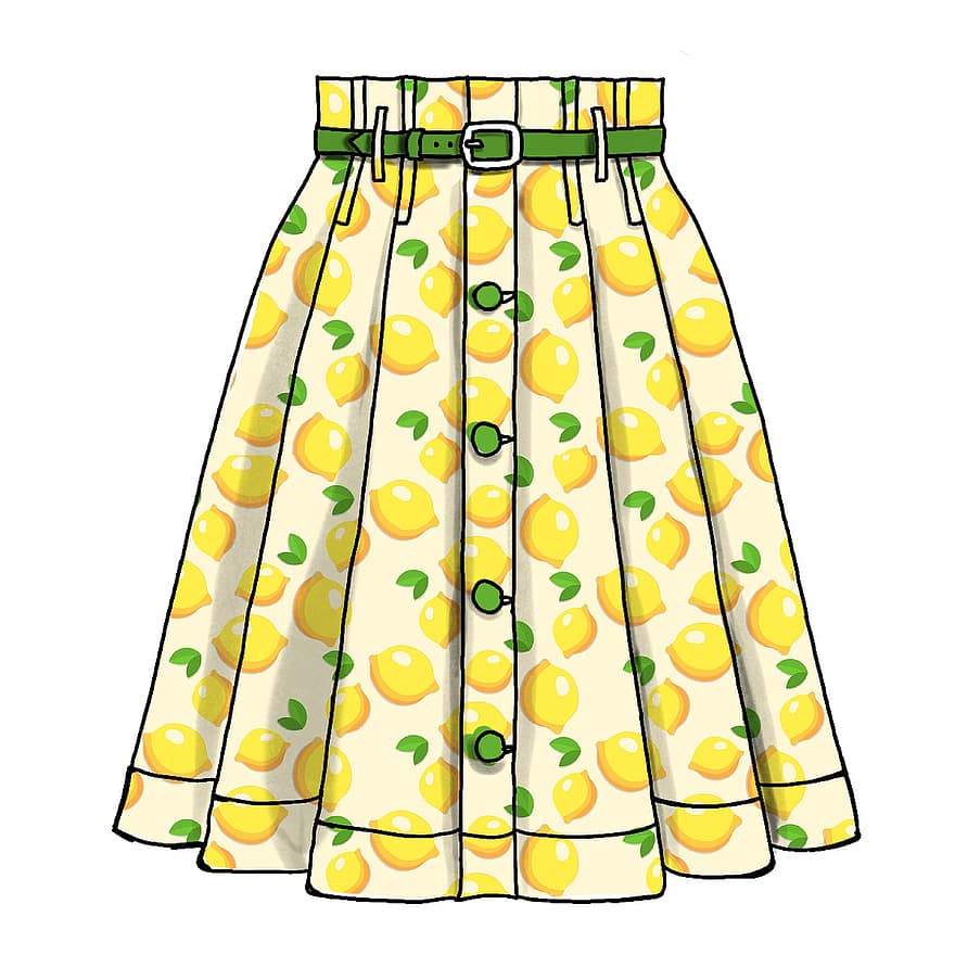 Skirt, Yellow, Lemons, Fashion, Model, Woman, Female, Spring, Dress