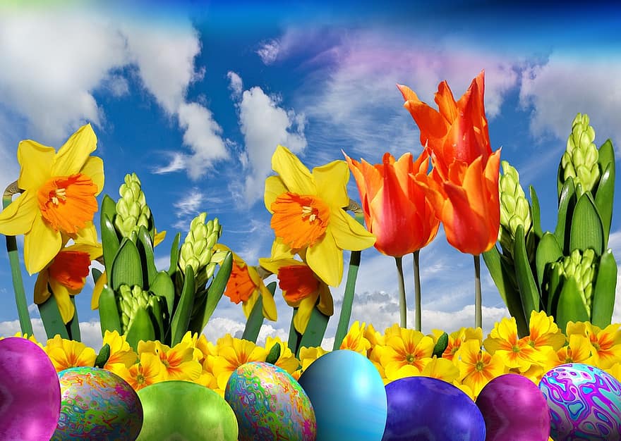 Великден, Великденско яйце, пружина, яйце, цветен, цвят, украса, Великденски декор