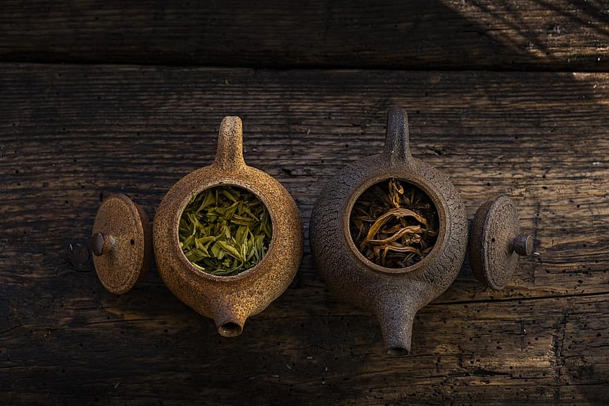 tekannor, te, teblad, grönt te, koffein, krukmakeri, hälsosam, Dags för te, naturlig, ceremoni, tradition