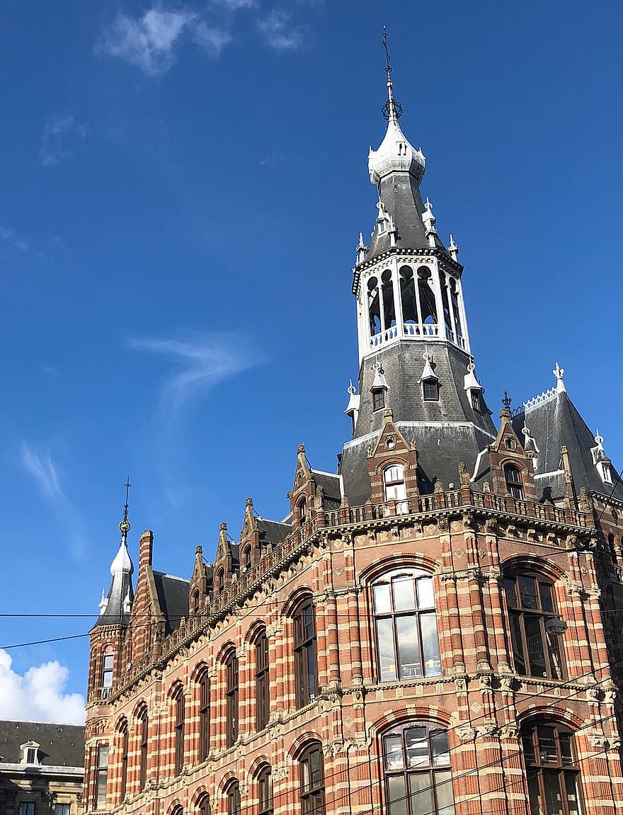 旅行、観光、ヨーロッパ、建物、アムステルダム、オランダ、歴史的な、シティ、街並み、建築、有名な場所
