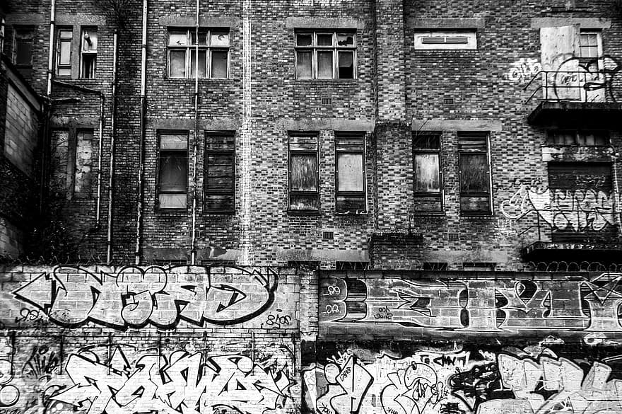 Old, Building, Abandoned, Derelict, Brick, Graffiti, Ruins, Facade, Urban, City, city life