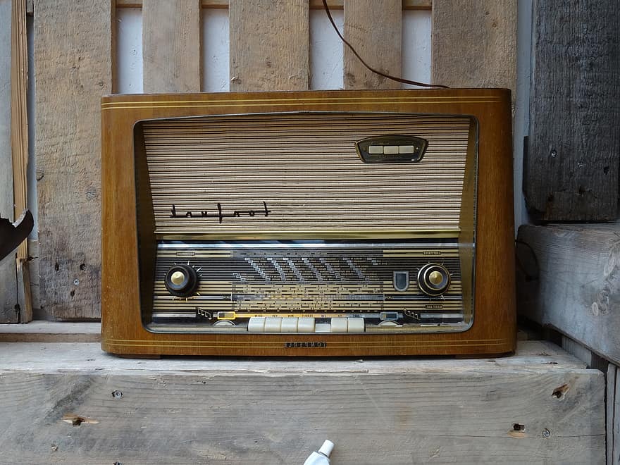 radio-, oud, retro, muziek-, vermaak
