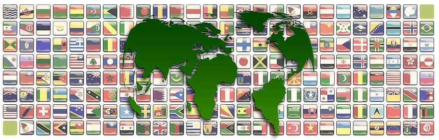 Kontinente, Flaggen, Symbole, Erde, Welt, global, International, weltweit, Umgebung