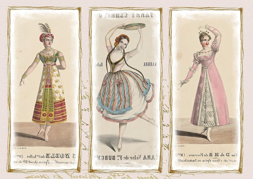 vuosikerta, tanssi, puku, mekko, 1800-luvulla, tyttö, baletti, ballerina, teatteri, ihmiset, Nainen
