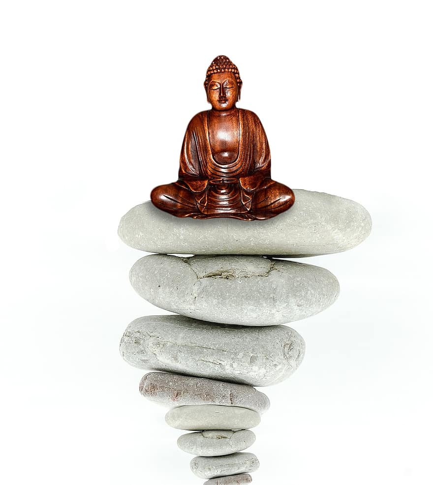 Буда, будизъм, баланс, камъни, стекове, подредени, статуя, религия, Азия, духовен, медитация