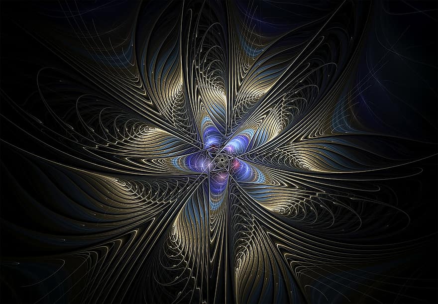 fractal, mėlyna, santrauka, fractal art