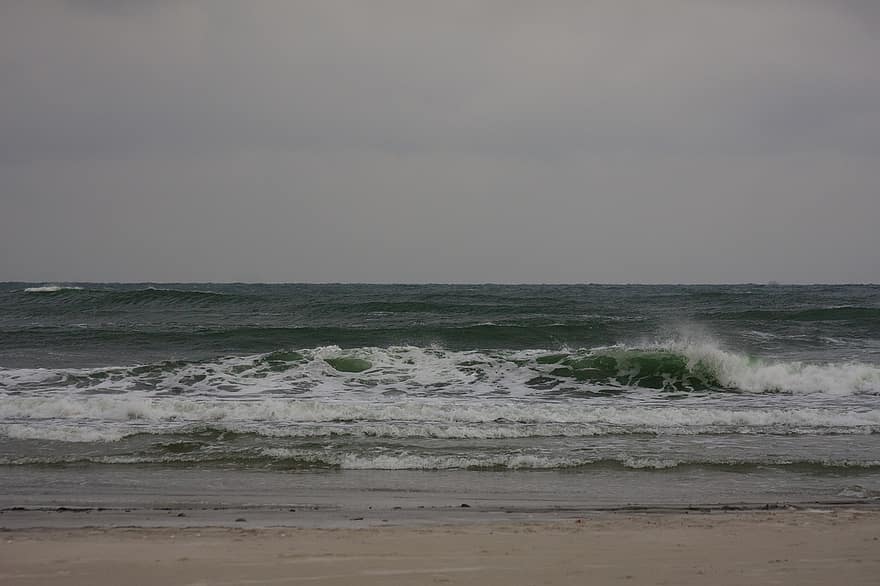 baltika, morze, burza, krajobraz, surfować