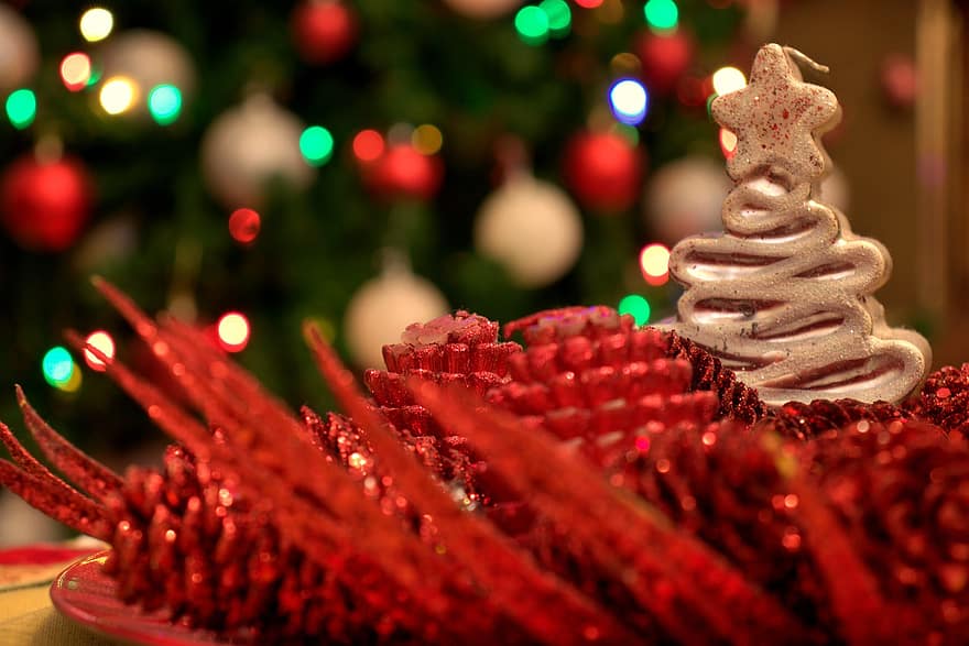 Navidad, adornos, αρωματικό κερί, κουκουνάρια, decoración, χριστουγεννιάτικο δέντρο