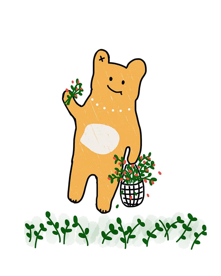 ведмідь, квіти, кошик, весна, b, цвітіння, Тедді, природи, милий, привітання, жовтий