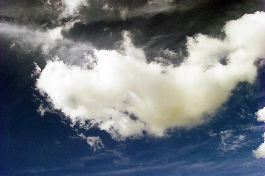 cel, núvols, espai aeri, Cúmulus, a l'aire lliure, cloudscape, pluja, núvols de pluja