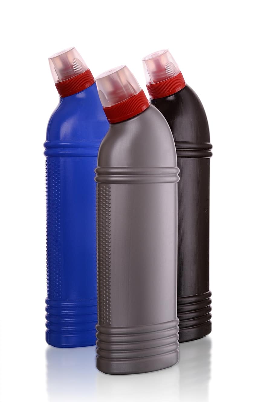 flaskor, plast, behållare, handelsvaror, bakgrund, rengöring, flytande, spray, rengöringsmedel, förpackning