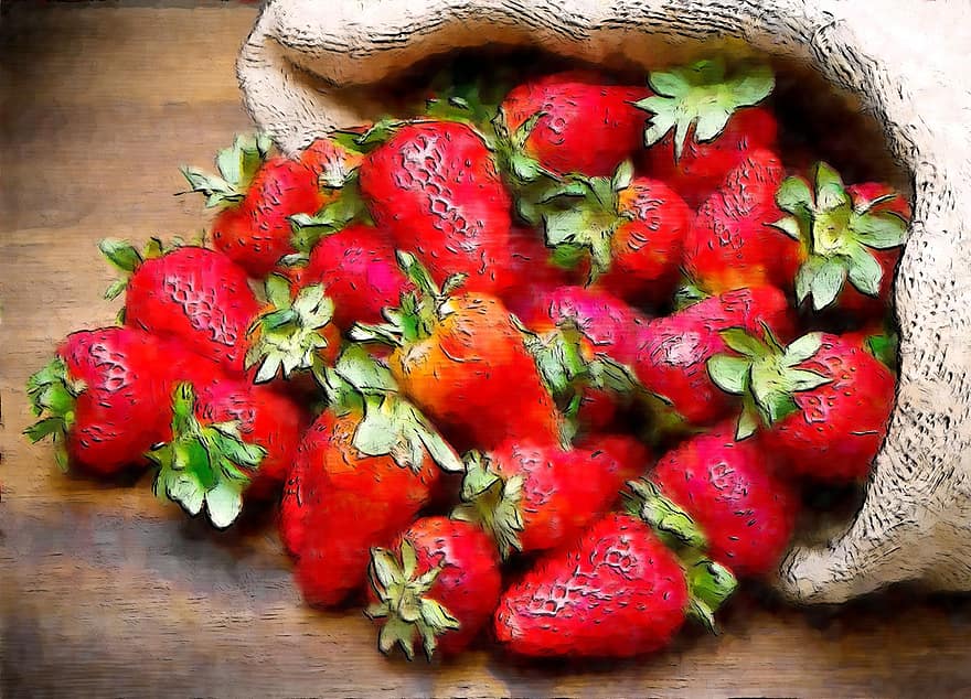 frukt, innhøsting, sunn, mat, jordbær, fersk, jordbruk, moden, nydelig, rød, natur