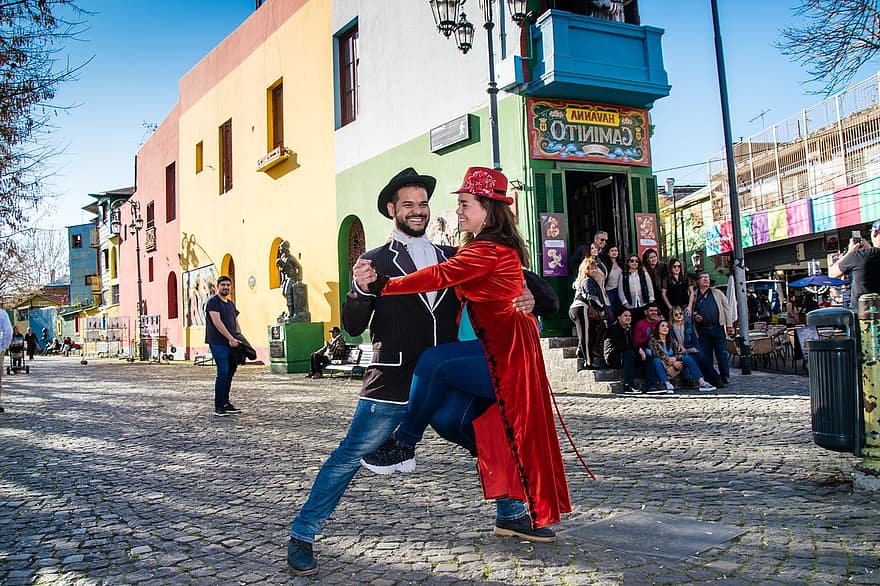 pora, šokis, Buenos Airės, tango, turistų, vyrai, kultūros, suaugusiųjų, žinoma vieta, moterys, miesto gyvenimas