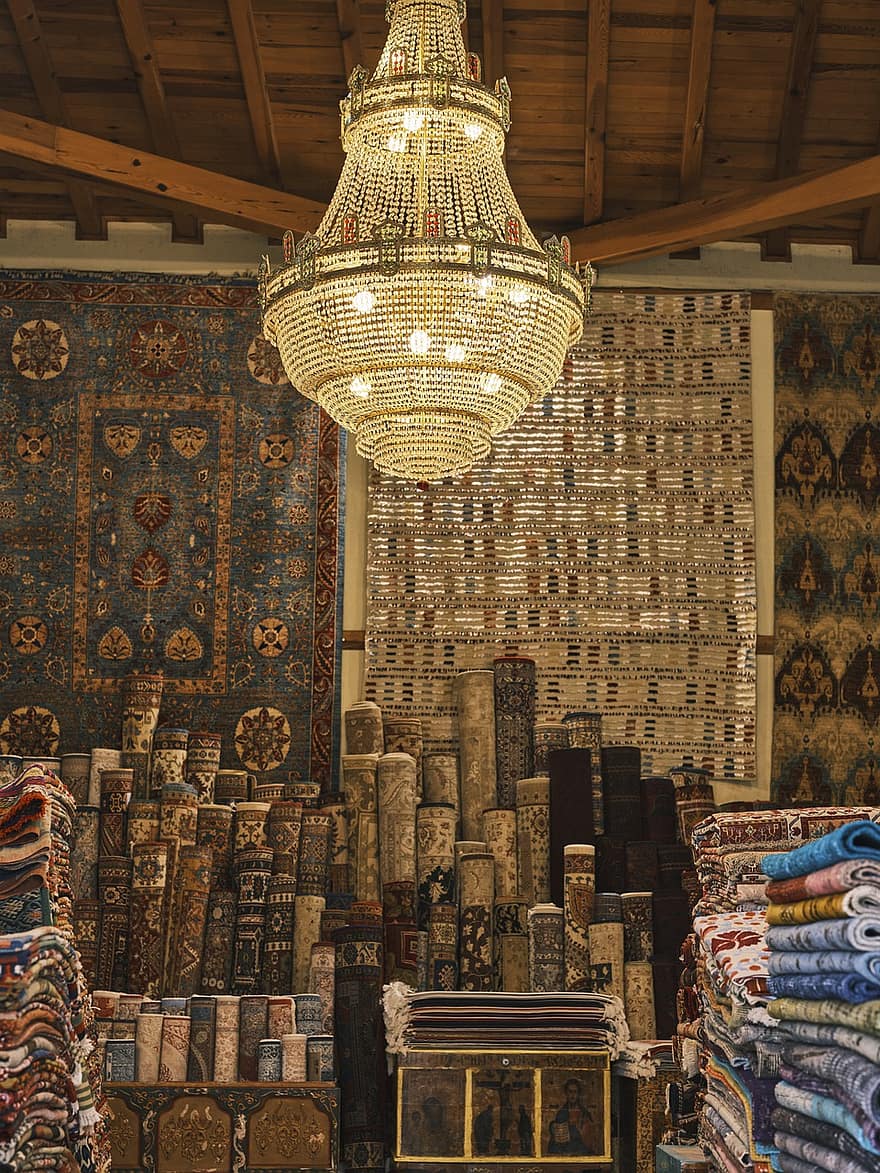 tappeto, lampadario, negozio, memorizzare, tappeti, bazar, shopping, lampada, culturale, tradizionale, orientale