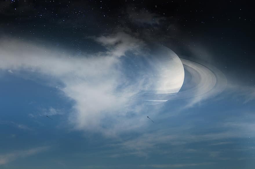 планета, облако, небо, вселенная, земной шар, атмосфера, фантастика, Сатурн