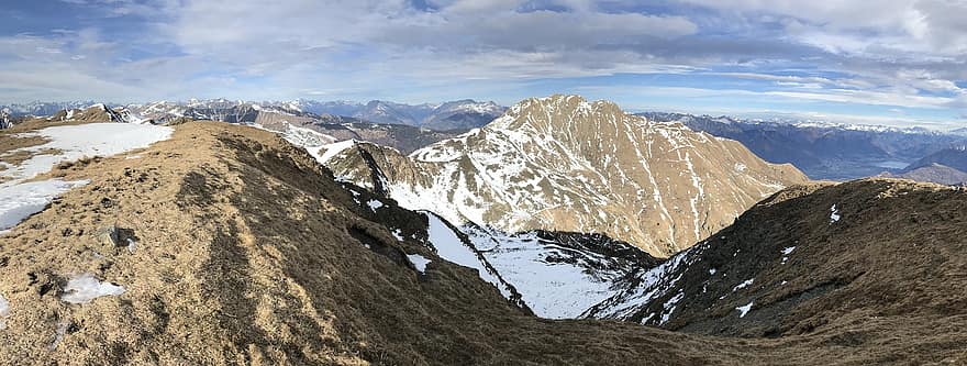 Panorama fra Gazzirola, alpine rute, Alpene, gå, himmel, topper, ekskursjoner, fotturer, fjellene, natur, skyer