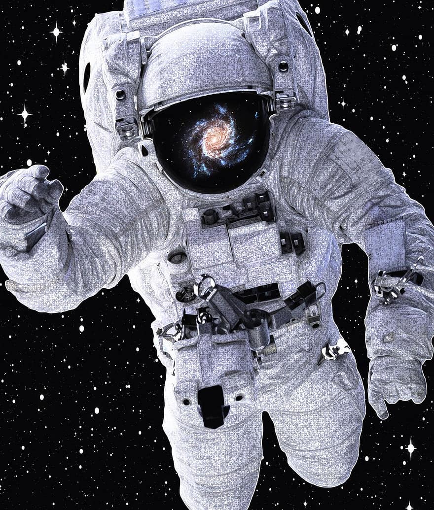 астронавт, космонавт, пространство, наука, астрономия, вселена, проучване, галактика, луна, космос, космически кораб