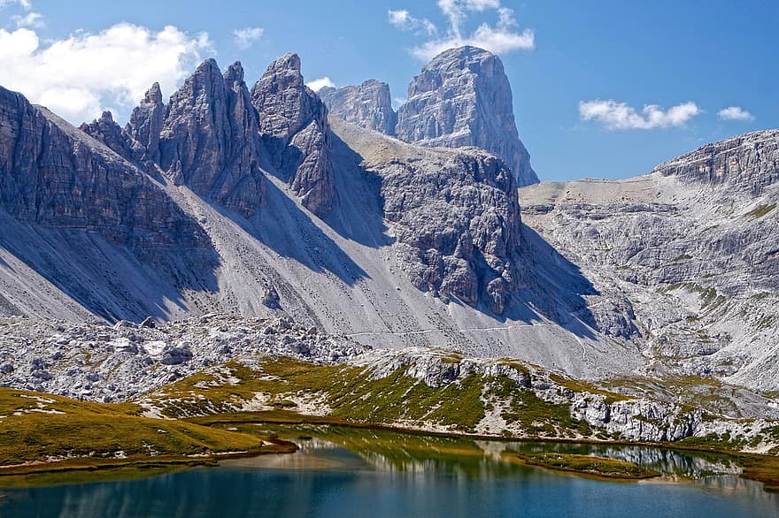 Alto Adige, Bodelesee, Italia, vertice, trentino, Alpi, paesaggio, vista panoramica, Sassolungo, Sassopiatto, Zwölferkofel