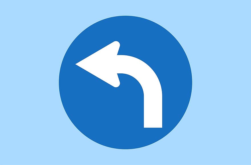 la carretera, señales, Seguir Lane, lado izquierdo, flecha, dirección, atención