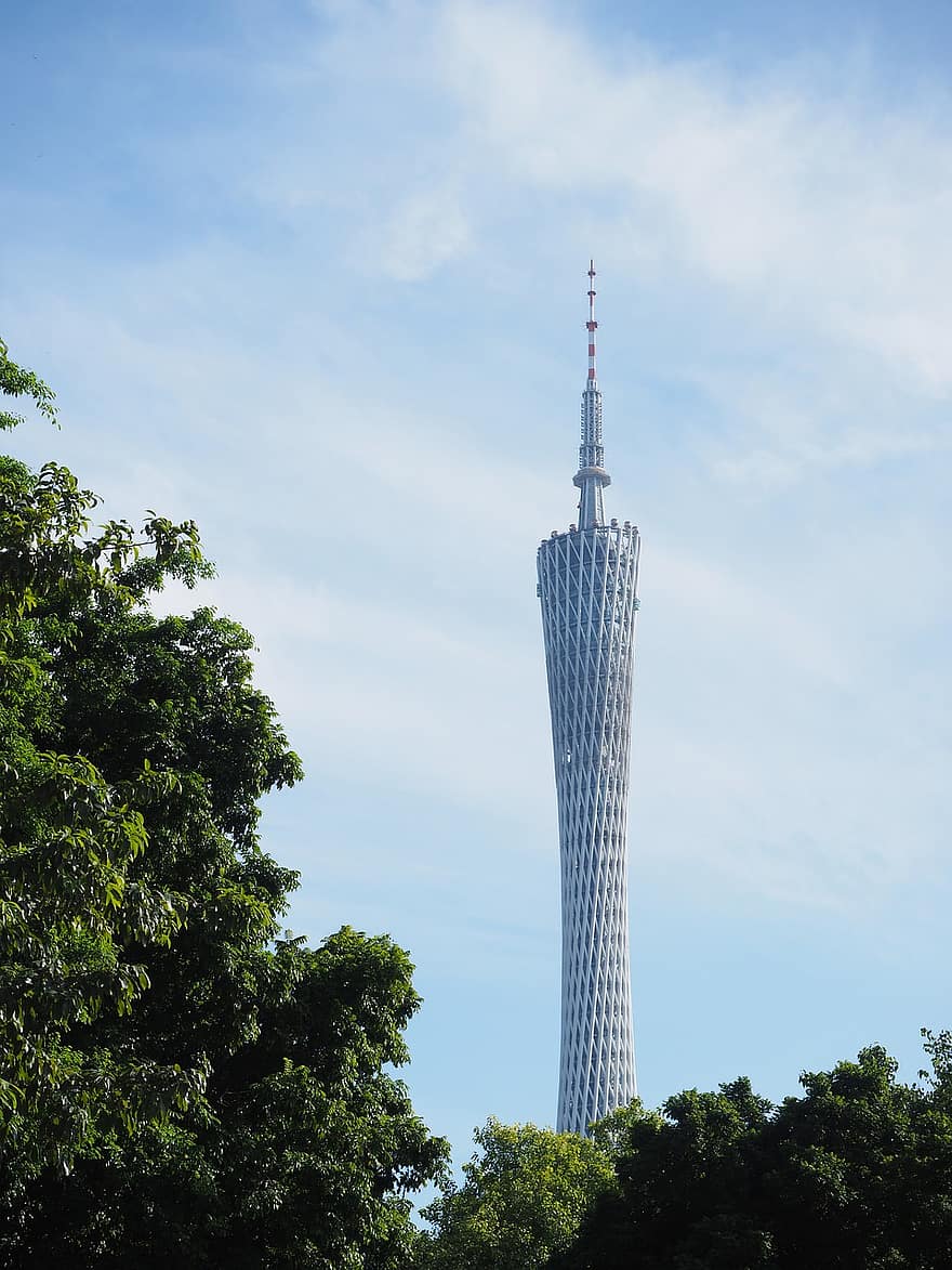 Torre de Cantón, torre, edificio, arquitectura, punto de referencia, cielo
