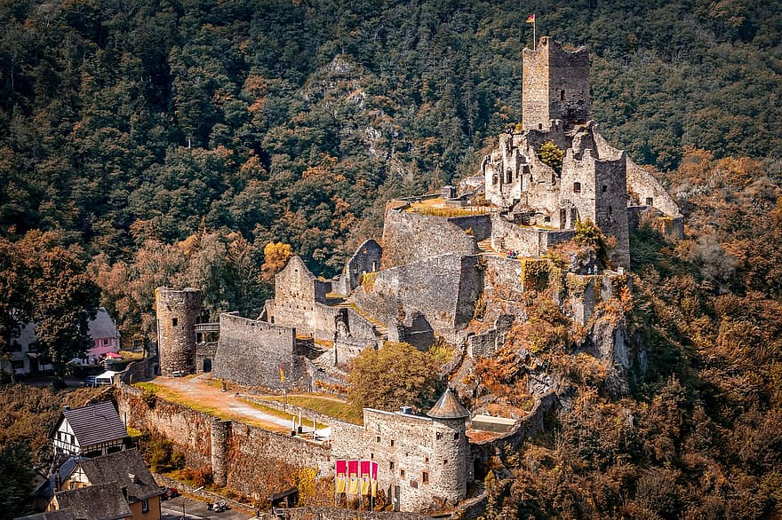 kasteel, natuur, reizen, toerisme, historisch, manderscheid, eifel, Rijnland-Palts, Duitsland, ruïneren, vesting