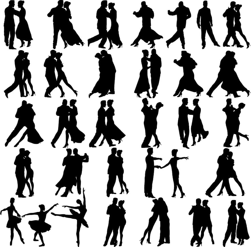 dans, dansen, prestatie, mensen, beweging, muziek-, paar, pose, tango, Walz, grijze muziek