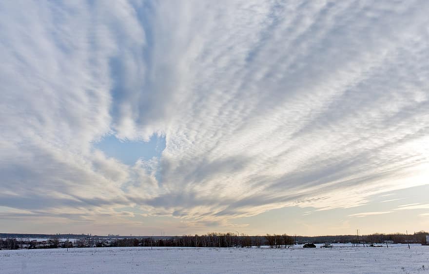 Snow, Winter, Sky, Clouds, Horizon, Nature, Snowscape, Landscape, blue, cloud, sunset