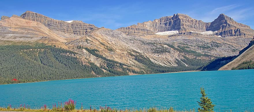 tó, hegyek, benyújtani, Nemzeti Park, Kanada, banff, jáspis, hegy, tájkép, víz, Alberta