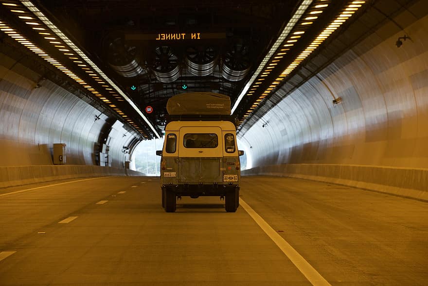 túnel, conducir, cámping, land rover, 4wd, jeep