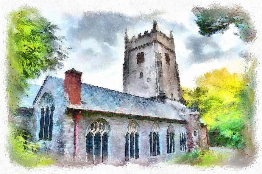 Cockington kirke, kirke, gammel, Cockington, Religion, torquay, devon, tilbedelse, Kristen, stein, arkitektur