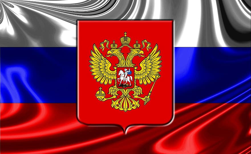 Rusia, bandera rusa, escudo de armas ruso, bandera de rusia, bandera, águila imperial