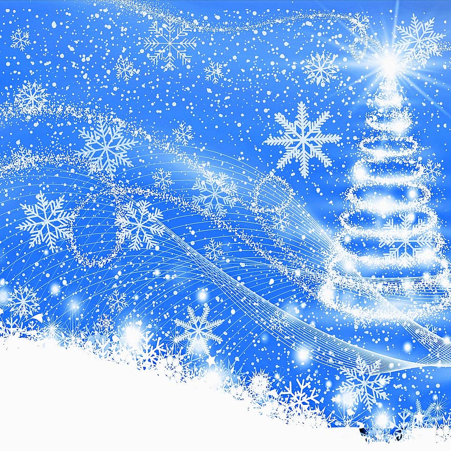 árbol, nieve, copos de nieve, carámbanos, frío, tormenta de nieve, Navidad, invierno, adviento, diciembre, festivo