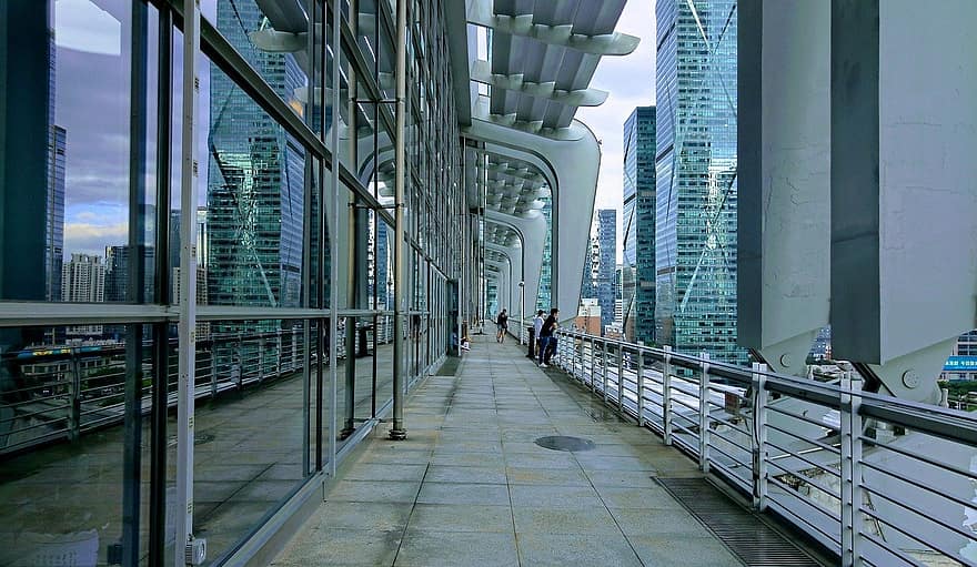 balkon, bygning, by, rækværk, vinduer, arkitektur, moderne, metropol, by-, Shenzhen, Kina