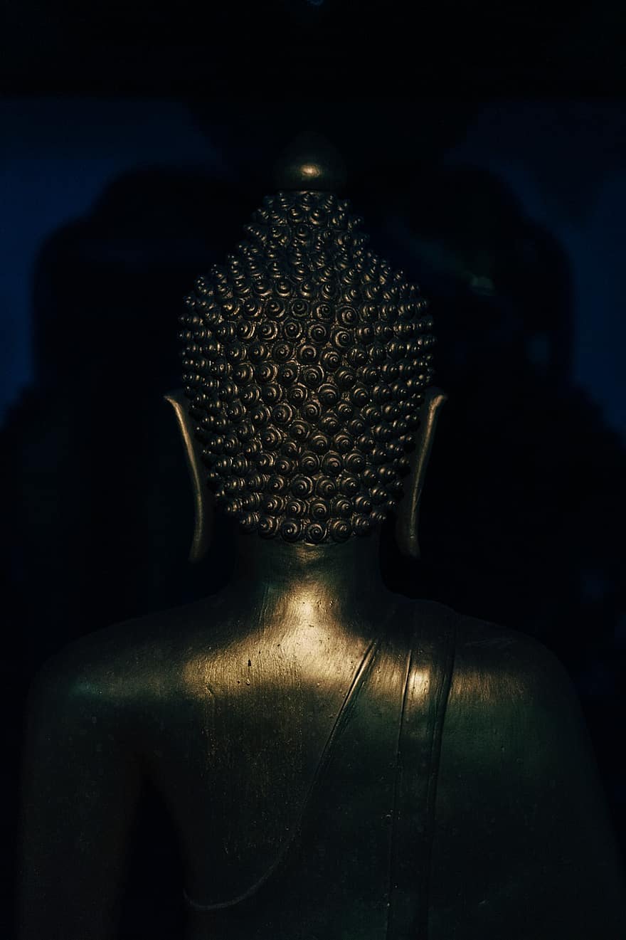 statue, Asie, Chiang Mai, Thaïlande, thaïlandais, Bouddha, bouddhisme, méditation, contraste, silhouette, tête