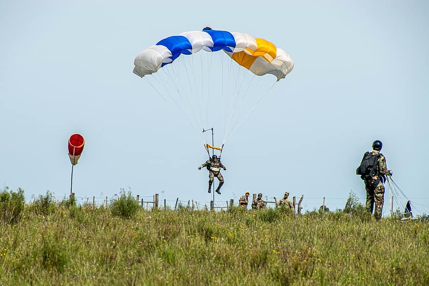 parachutist, parachute, leger, manoeuvres, vallen