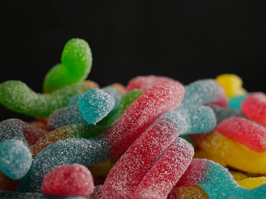 Gummy Worms, Sugar, Calories, Candy, Childhood