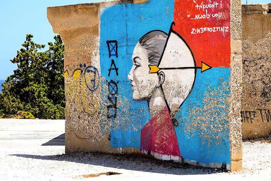 gadekunst, kunst, vægmaleri, væg, tabt sted, Grækenland, herrer, arkitektur, kreativitet, graffiti, bygning udvendig