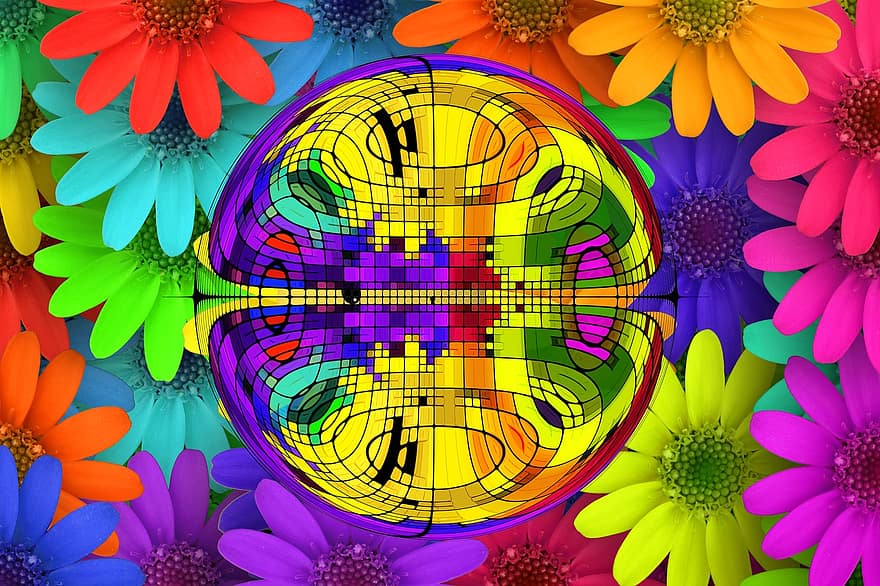 bunga-bunga, warna, Latar Belakang, wallpaper, penuh warna, abstrak, komposisi