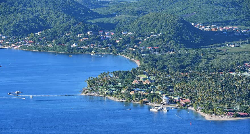 Martinique, mare, insulă, răsărit, natură, apă, litoral, vară, albastru, peisaj, navă nautică