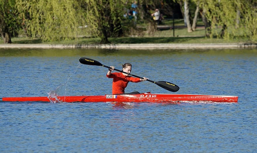 Woman, Person, Rowing, Water, Lake, Sports, Recreation, oar, kayaking, canoeing, sport