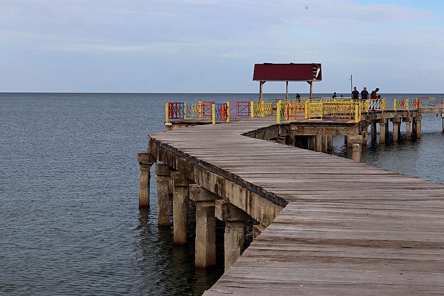 θάλασσα, Πάνω από το νερό Boardwalk, νερό, ξύλο, προβλήτα, ακτογραμμή, καλοκαίρι, μπλε, διακοπές, ταξίδι, σανίδα