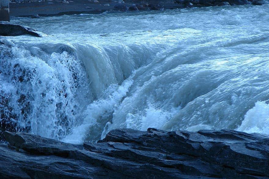 cascata, onde, acqua, torrente