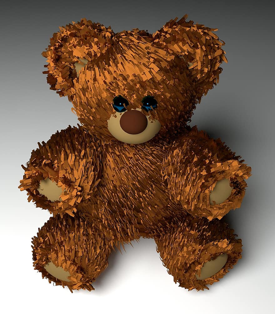 urso Teddy, Urso, peluche, brinquedo, fofa, suave, peludo, Castanho, infância, fofo, sentado